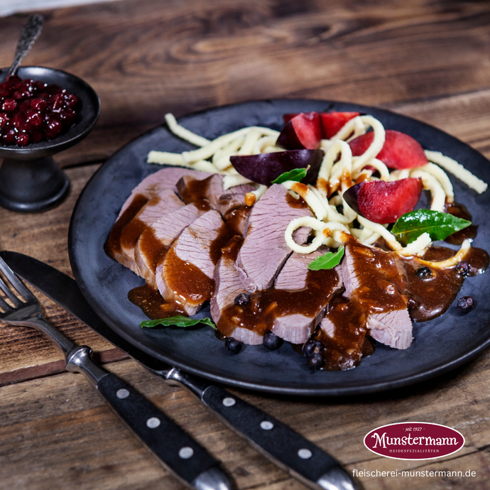Braten vom Hirsch mit Sauce