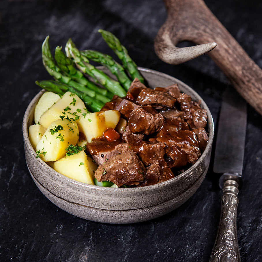 Hirschgulasch, Wildfleisch, Fertiggericht