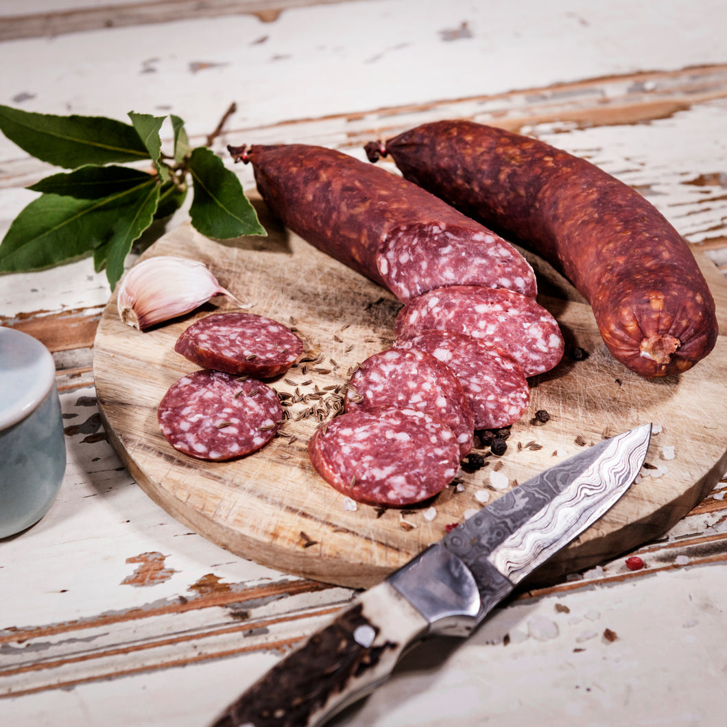 Hirschsalami, Hirschfleisch, Wildspezialität