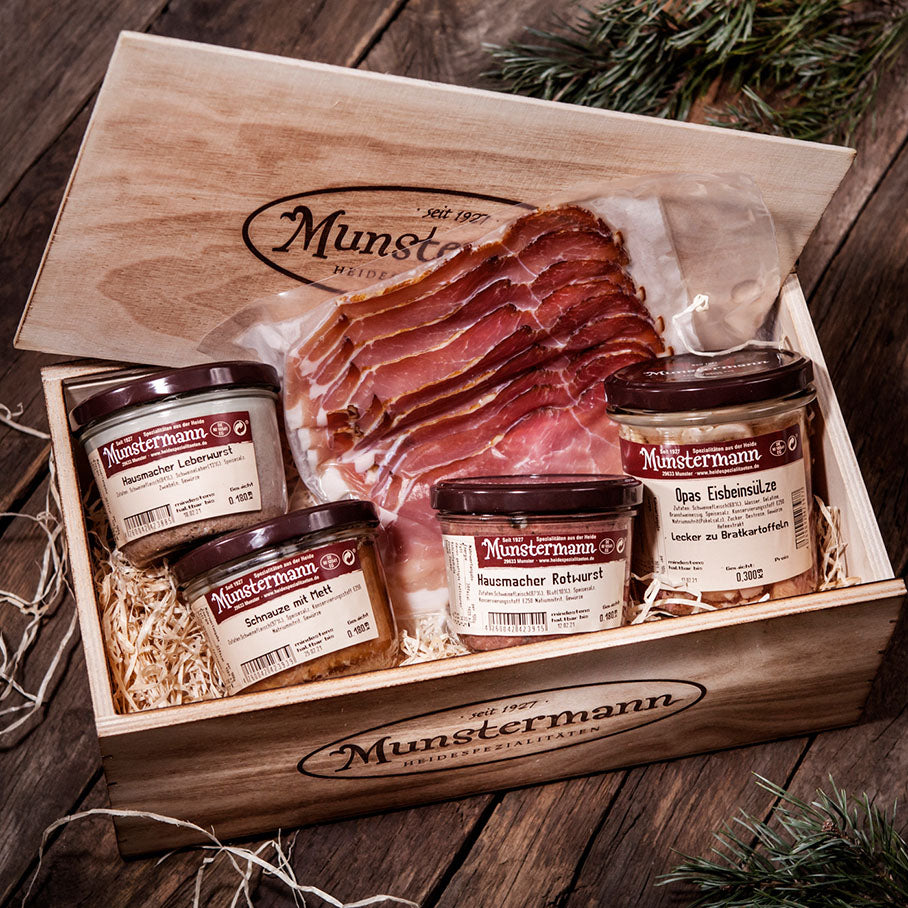 Präsentkiste, Heidespezialitäten, Fleisch- und Wurstware
